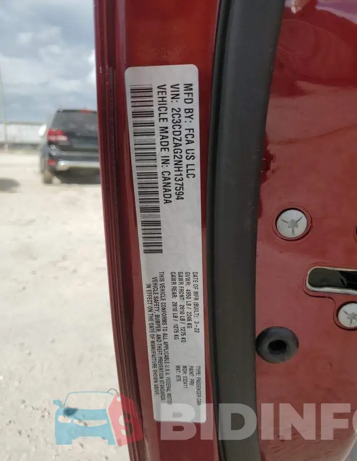 2C3CDZAG2NH137594 Photo# 12