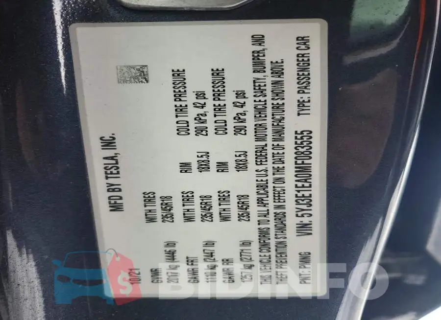 5YJ3E1EA0MF083555 Photo# 12