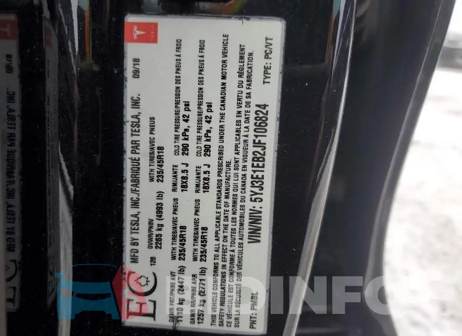 5YJ3E1EB2JF106824 Photo# 13