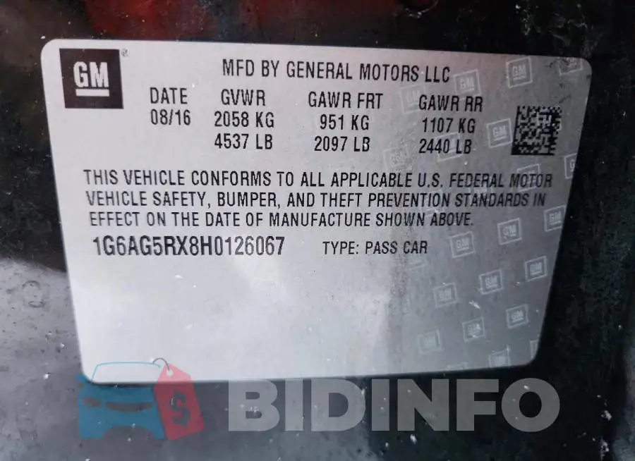 1G6AG5RX8H0126067 Photo# 13