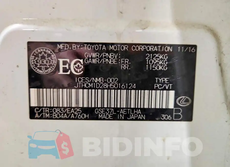 JTHCM1D28H5016124 Photo# 12
