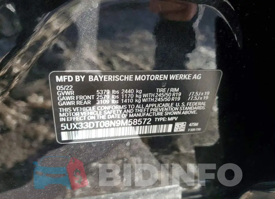 5UX33DT08N9M58572 Photo# 13