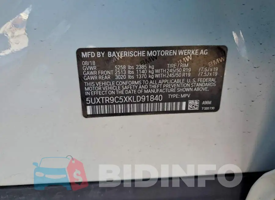 5UXTR9C5XKLD91840 Photo# 13