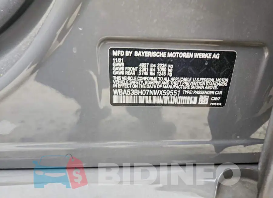 WBA53BH07NWX59551 Photo# 13