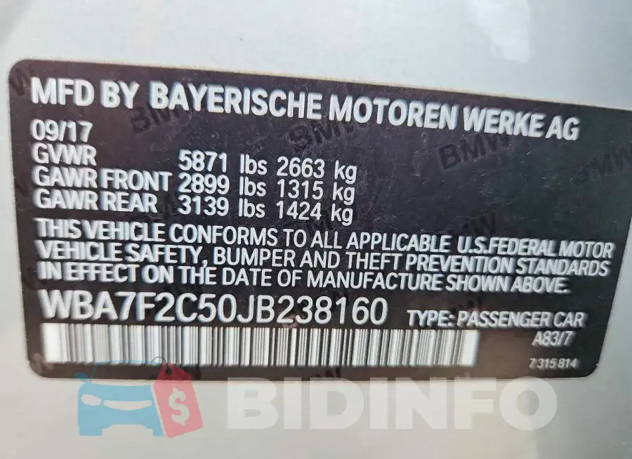 WBA7F2C50JB238160 Photo# 12