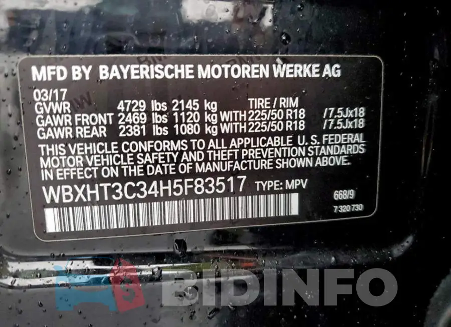 WBXHT3C34H5F83517 Photo# 12