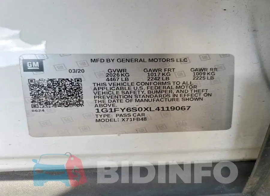 1G1FY6S0XL4119067 Photo# 13