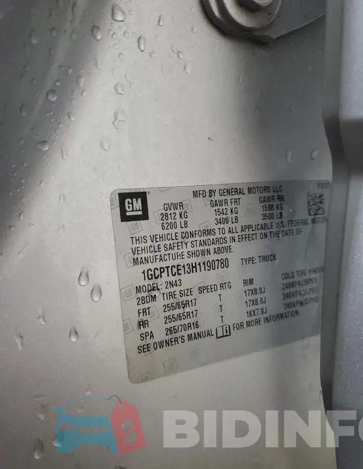 1GCPTCE13H1190780 Photo# 12