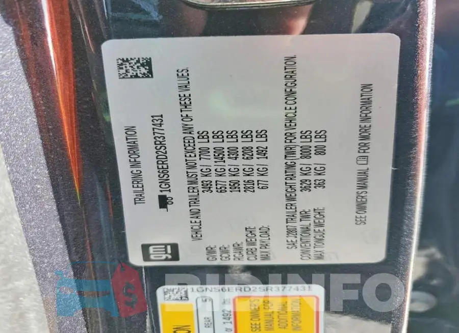 1GNS6ERD2SR377431 Photo# 14