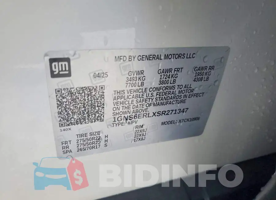 1GNS6ERLXSR271347 Photo# 14