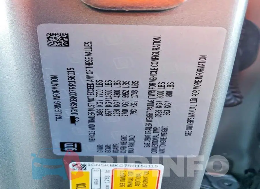 1GNSKBKD7RR156115 Photo# 14