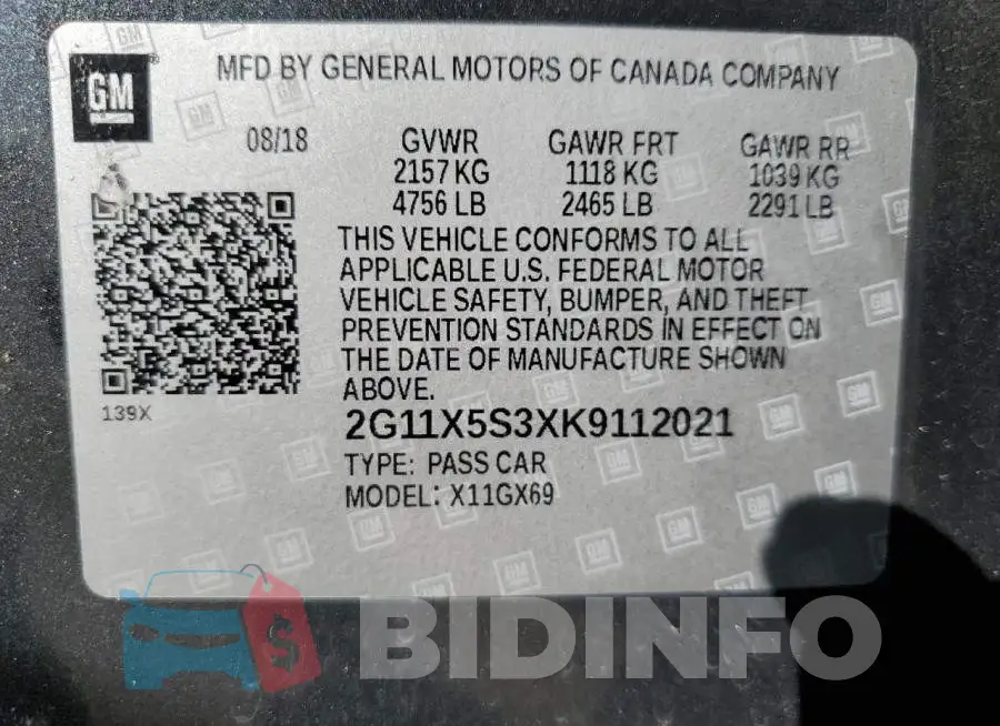 2G11X5S3XK9112021 Photo# 13