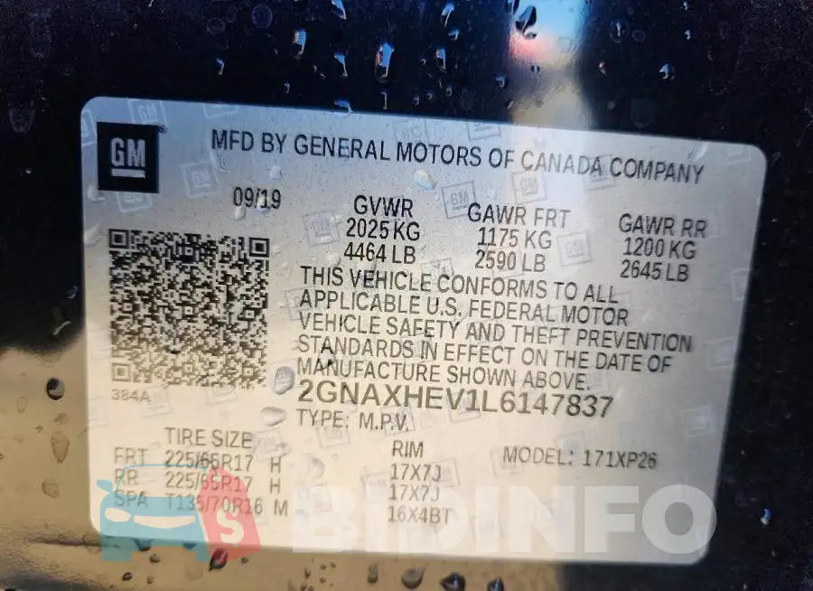 2GNAXHEV1L6147837 Photo# 12