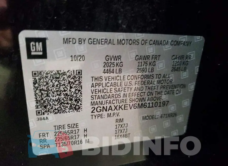 2GNAXKEV6M6110197 Photo# 12
