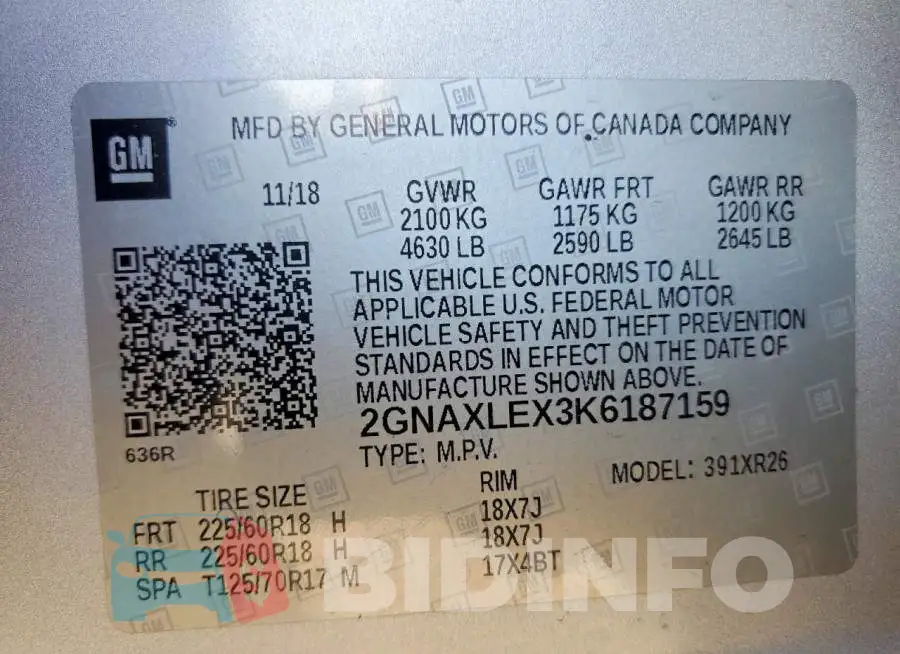 2GNAXLEX3K6187159 Photo# 13