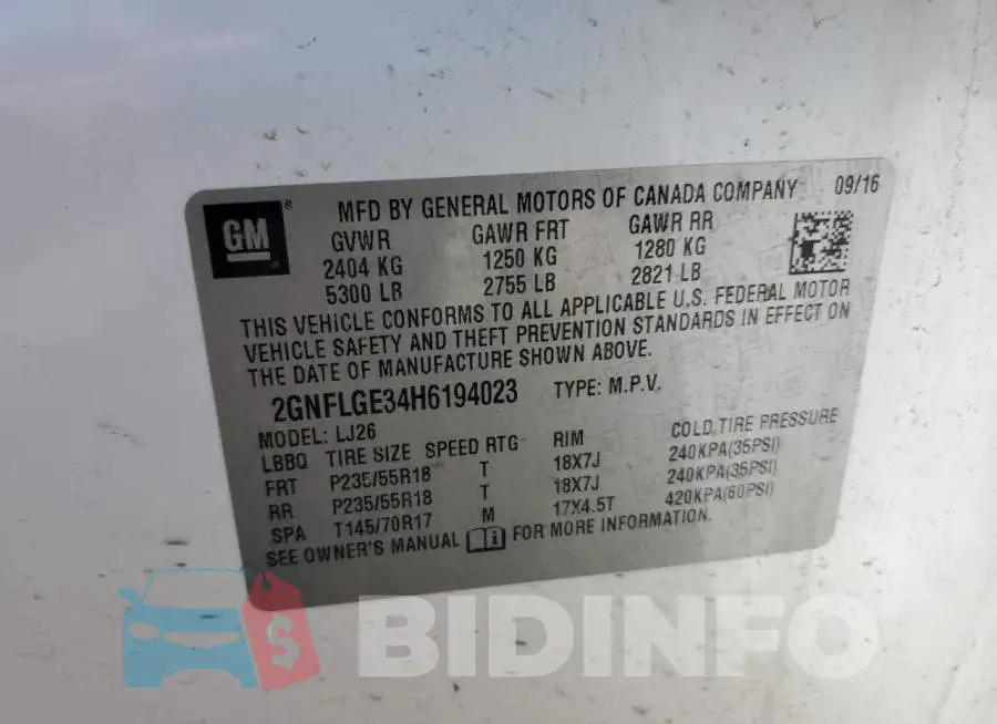 2GNFLGE34H6194023 Photo# 13