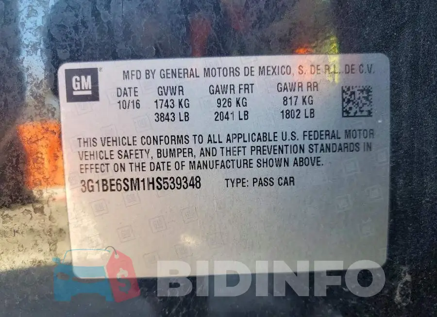 3G1BE6SM1HS539348 Photo# 14