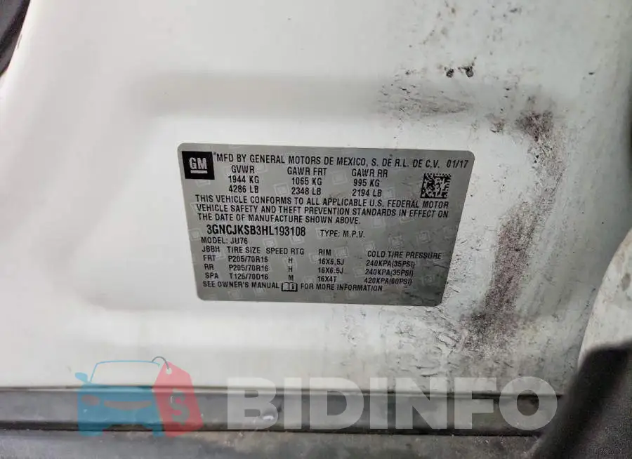 3GNCJKSB3HL193108 Photo# 12
