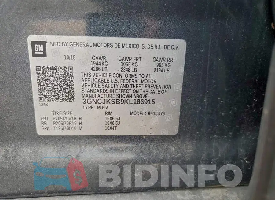 3GNCJKSB9KL186915 Photo# 12
