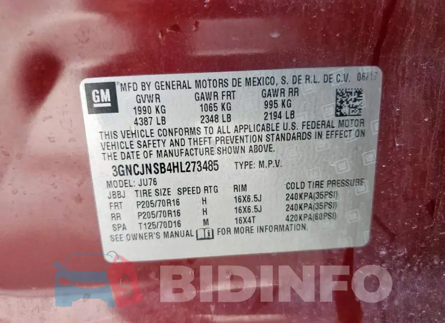 3GNCJNSB4HL273485 Photo# 13