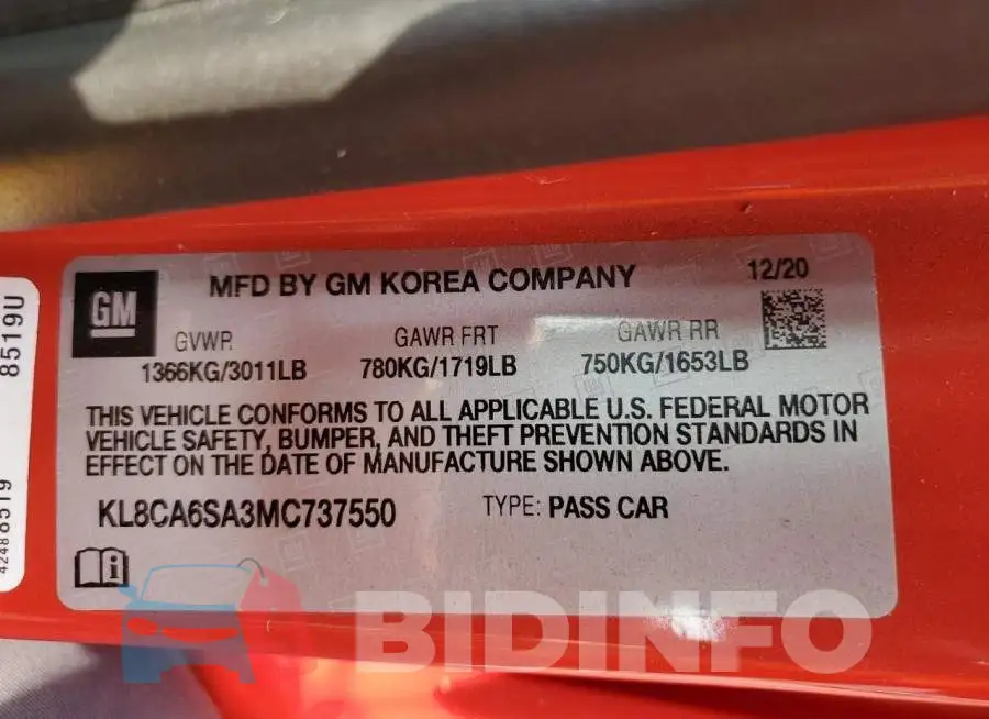 KL8CA6SA3MC737550 Photo# 12