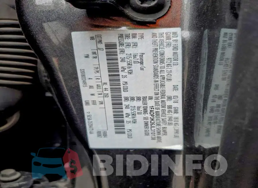 1FADP3K26JL310138 Photo# 12