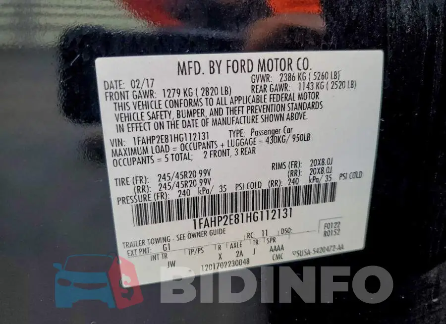 1FAHP2E81HG112131 Photo# 12