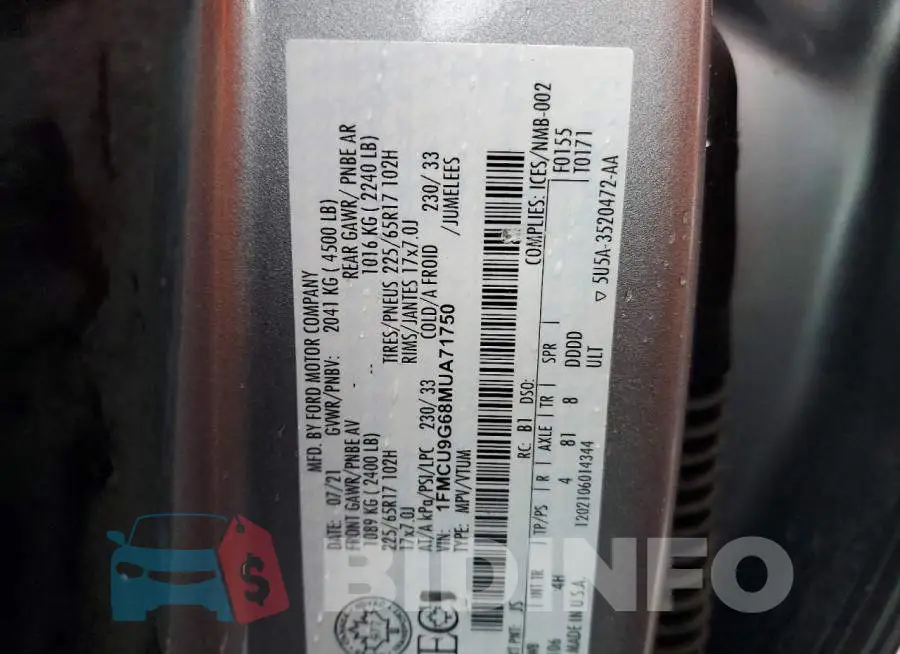 1FMCU9G68MUA71750 Photo# 13