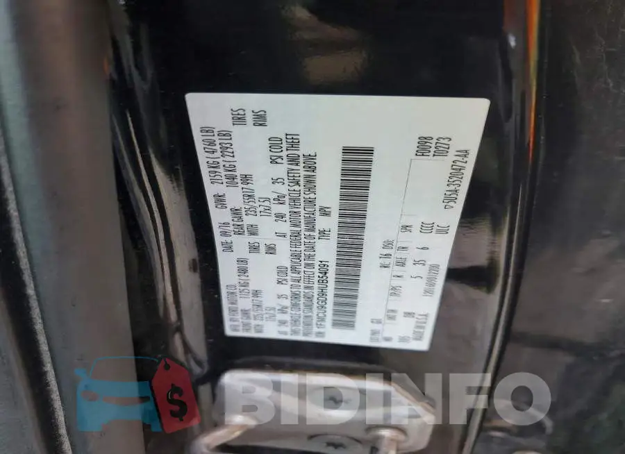 1FMCU9GD9HUB54091 Photo# 13