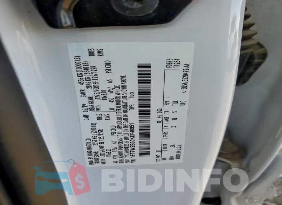 1FT7W2B60KEF40951 Photo# 12