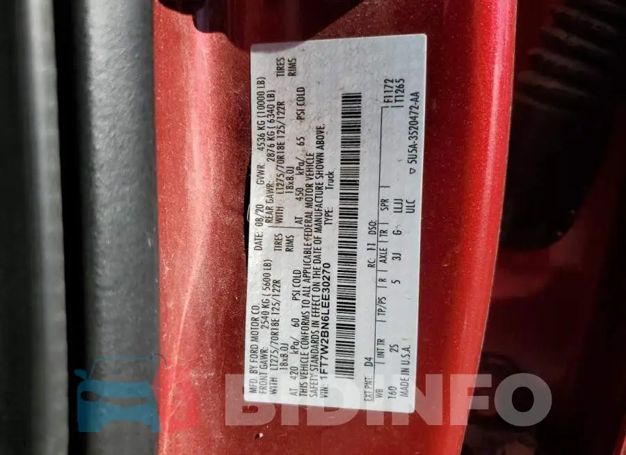 1FT7W2BN6LEE30270 Photo# 12