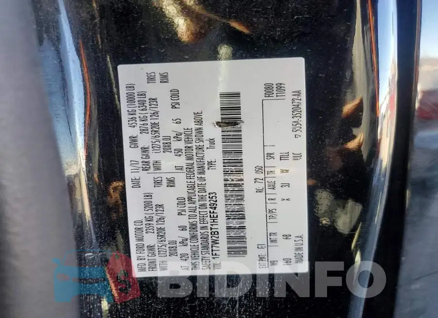 1FT7W2BT1HEF49253 Photo# 12