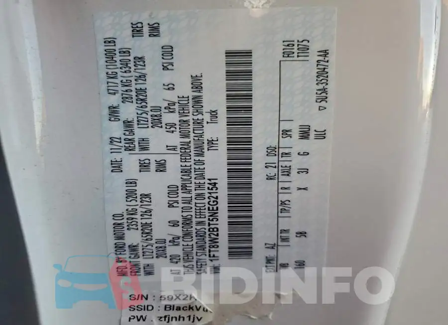 1FT8W2BT5NEG21541 Photo# 13
