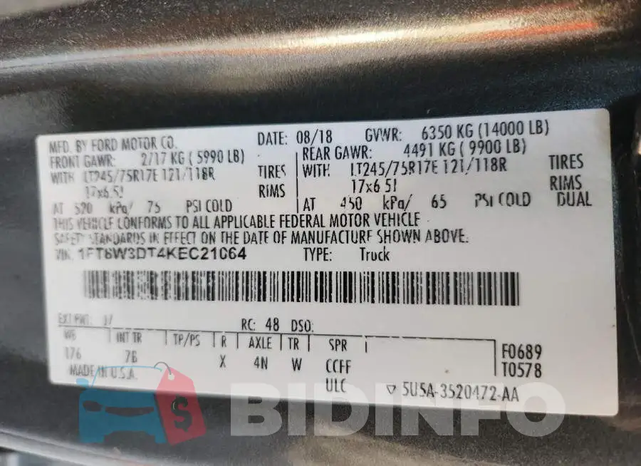 1FT8W3DT4KEC21064 Photo# 12