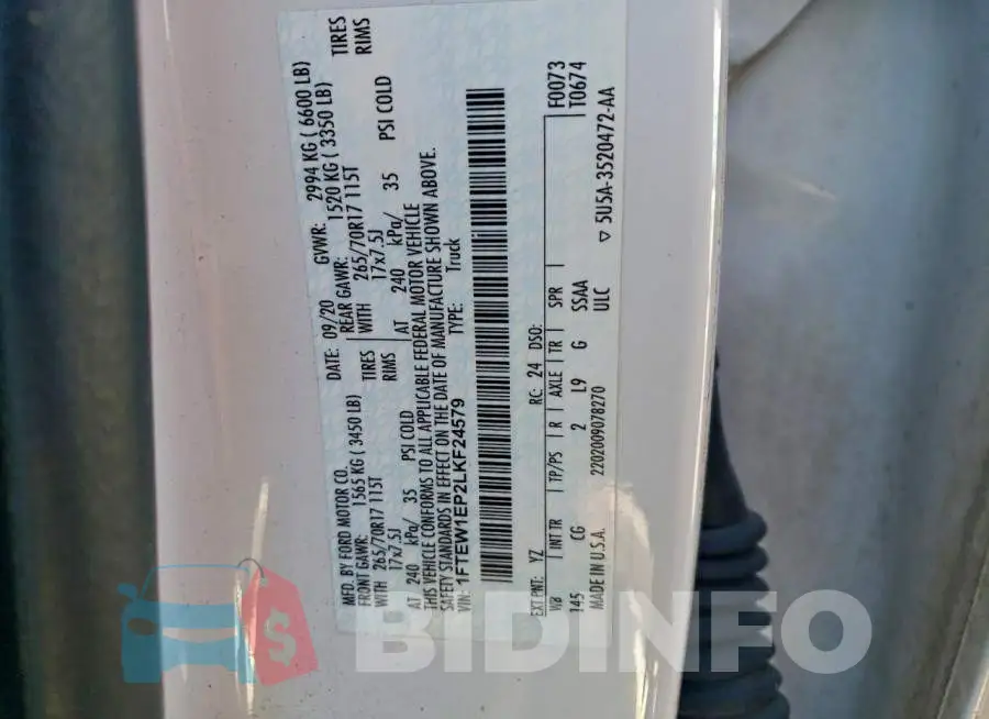 1FTEW1EP2LKF24579 Photo# 11