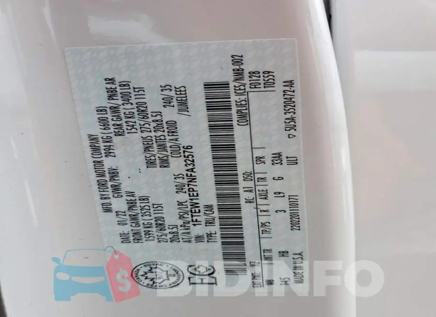 1FTEW1EP7NFA32576 Photo# 13