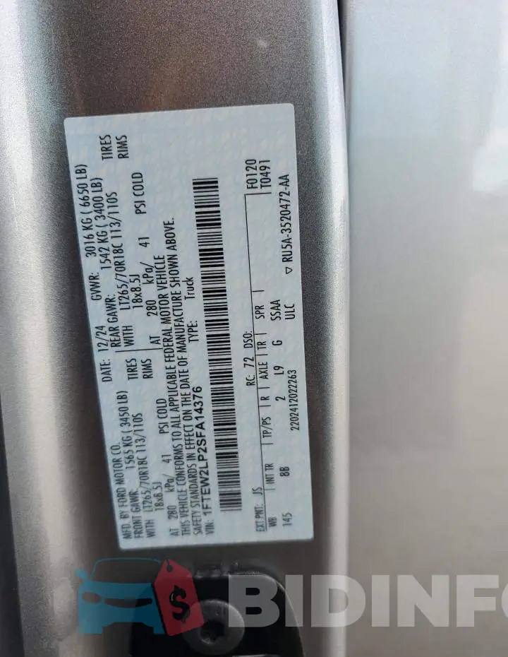 1FTEW2LP2SFA14376 Photo# 12