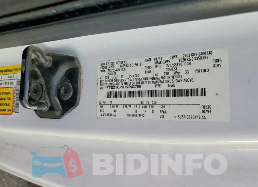 1FTEX1CP8JKD43709 Photo# 12