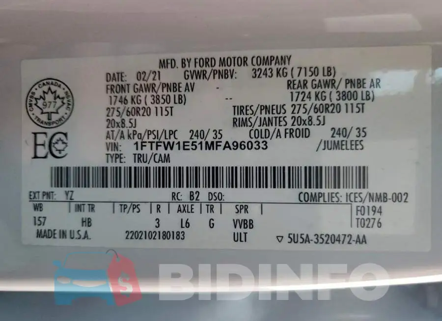 1FTFW1E51MFA96033 Photo# 13
