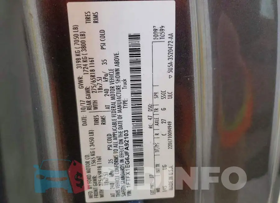 1FTFX1EG6JFA92103 Photo# 13