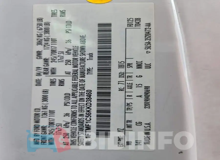 1FTMF1C56KKD38460 Photo# 12