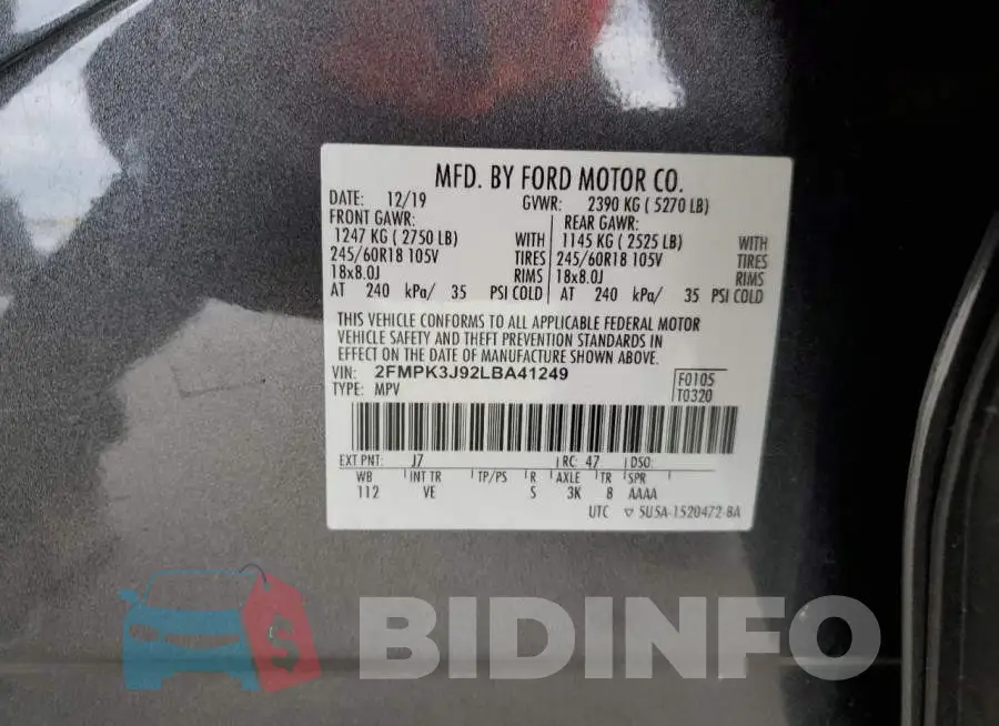 2FMPK3J92LBA41249 Photo# 13
