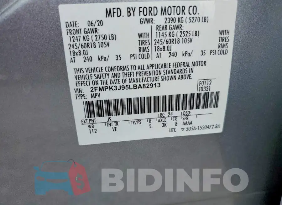 2FMPK3J95LBA82913 Photo# 13