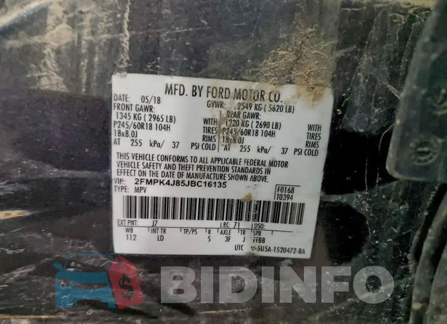 2FMPK4J85JBC16135 Photo# 13