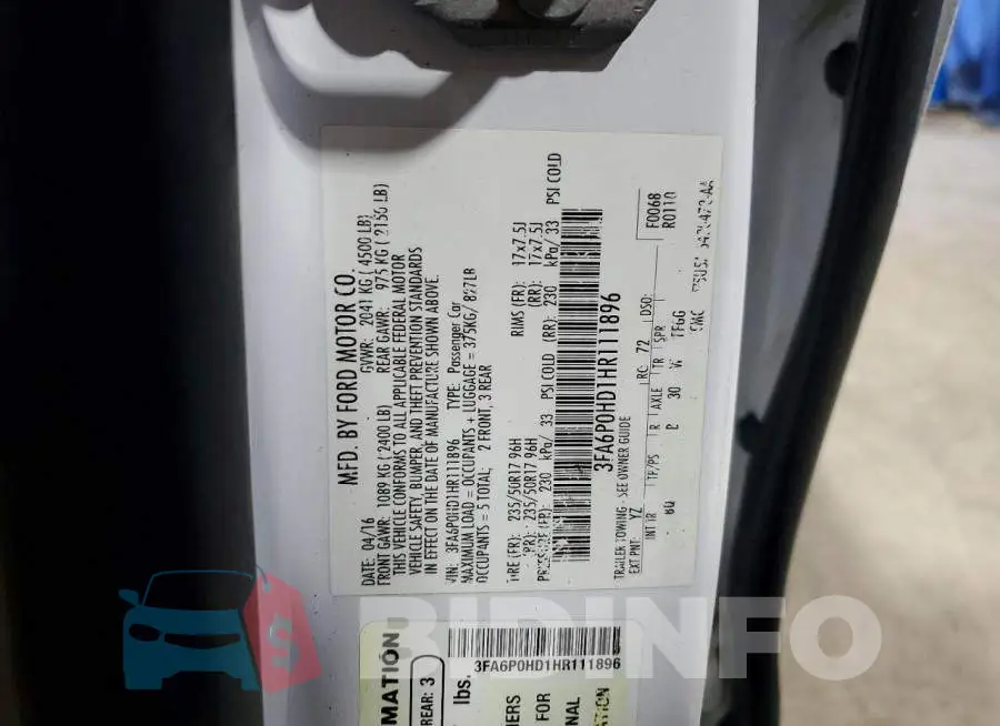 3FA6P0HD1HR111896 Photo# 12