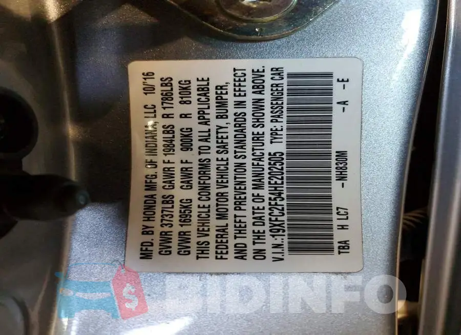 19XFC2F54HE202505 Photo# 13