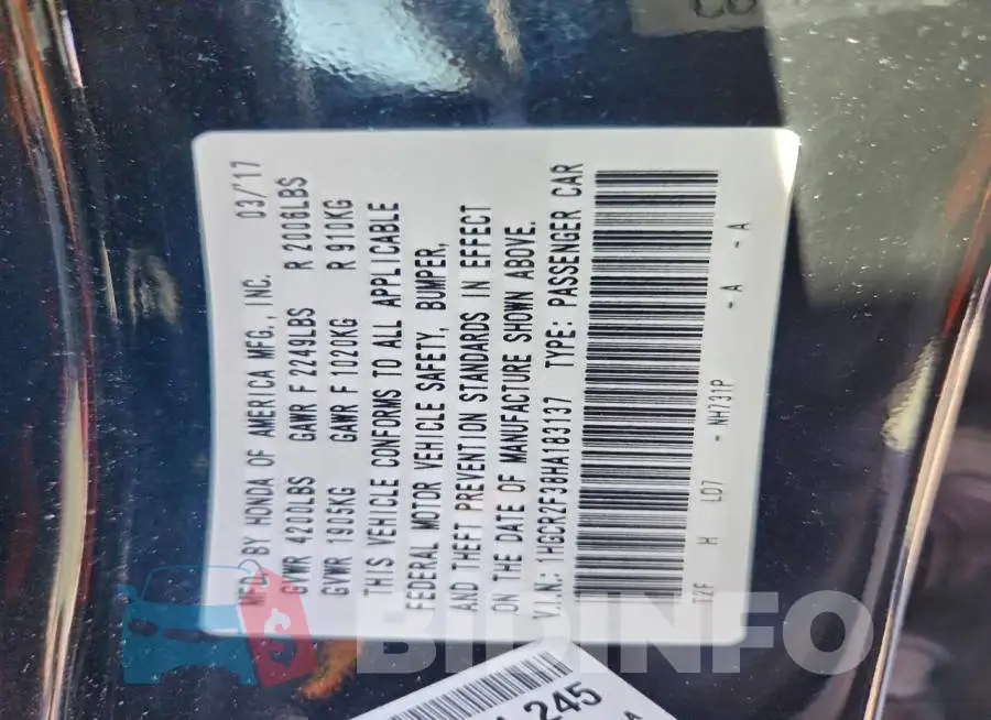 1HGCR2F38HA183137 Photo# 13