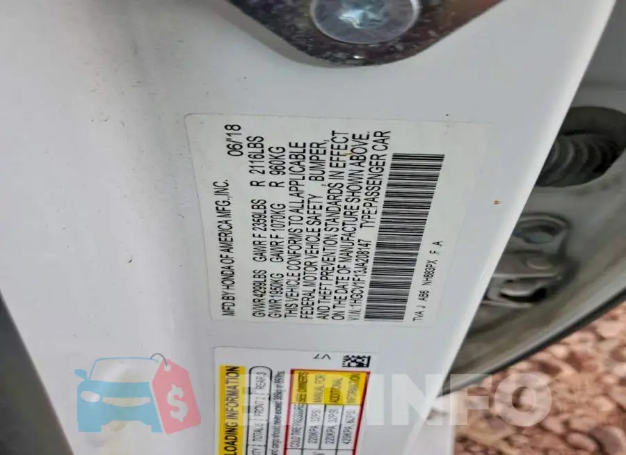 1HGCV1F13JA208147 Photo# 12