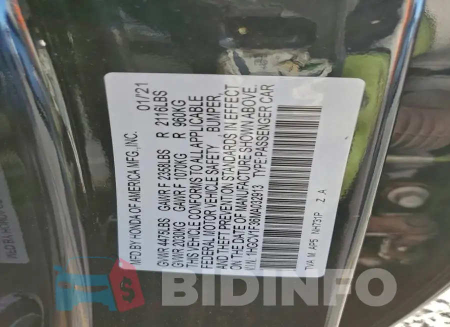 1HGCV1F36MA032913 Photo# 12