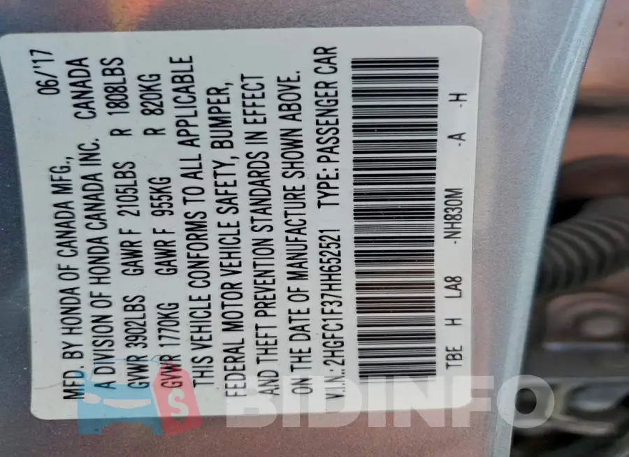2HGFC1F37HH652521 Photo# 12
